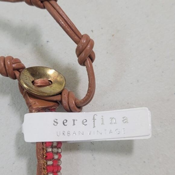 Serefina Anthropologie Beaded Bracelet Adjustable Brown/Red Boho Casual NWT - Picture 4 of 6